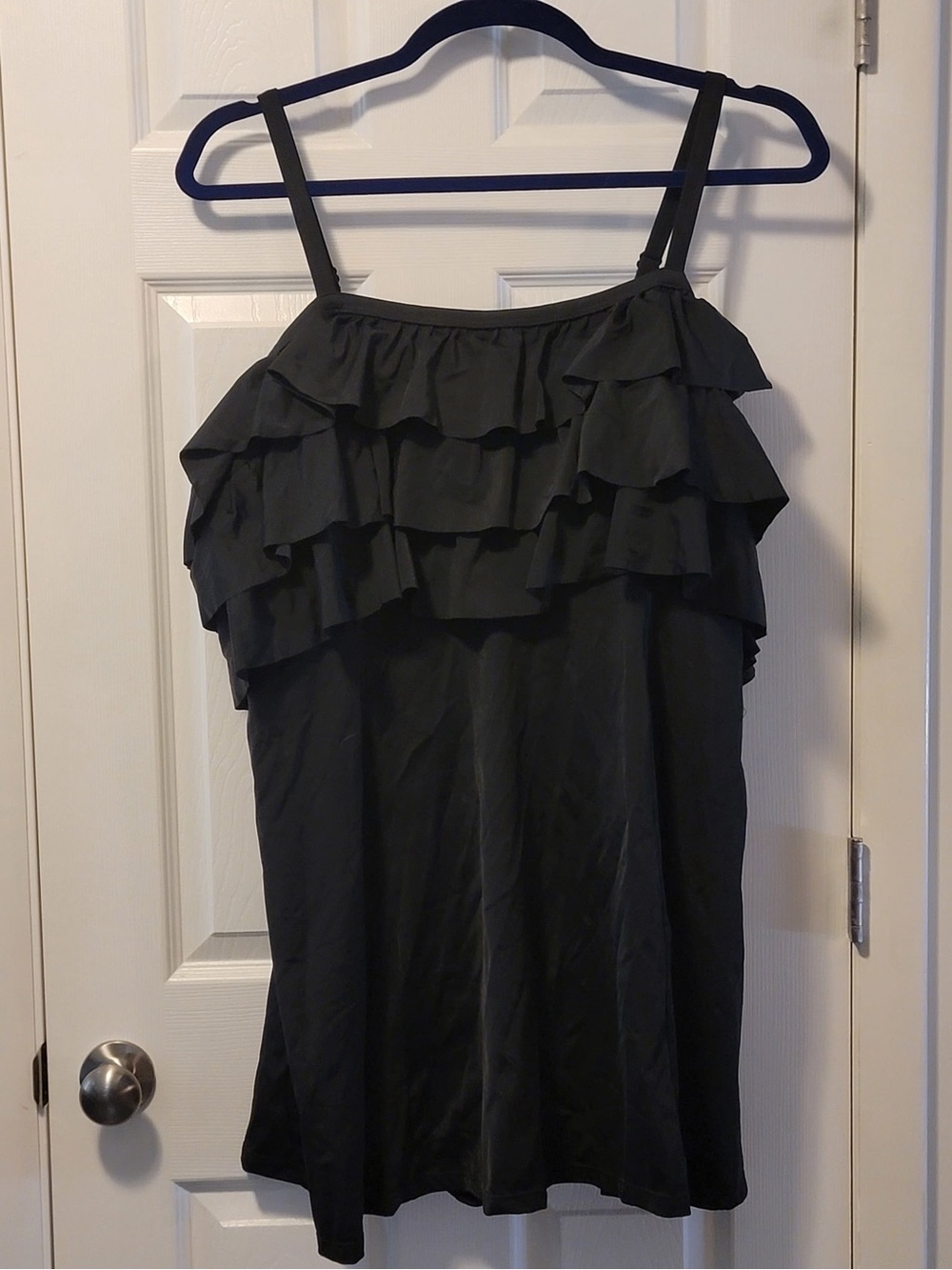 Roaman's Black Ruffle Swim Dress